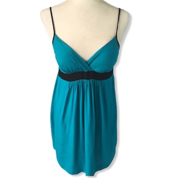Guess turquoise blue sundress medium rayon smocked spaghetti strap babydoll mini - Picture 1 of 6